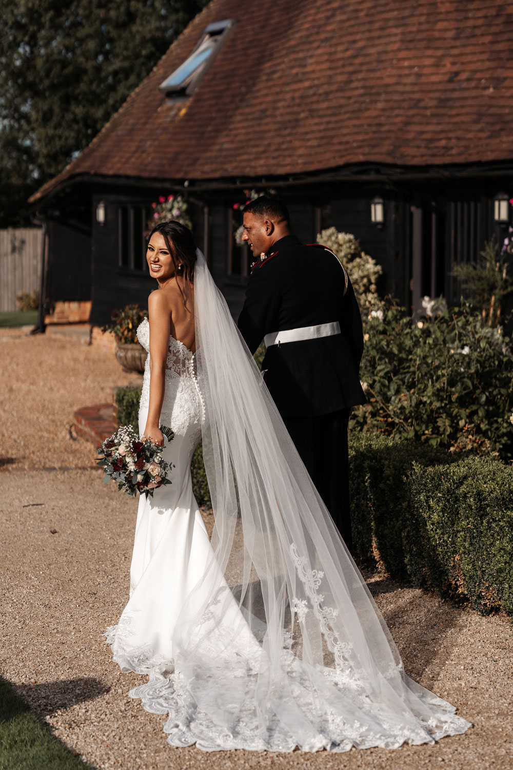 Newlywed couple portrait at the Old Kent Barn